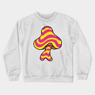 The Perfect Mushroom: Exotic Trippy Wavy Pink and Yellow Stripes Contour Lines Crewneck Sweatshirt